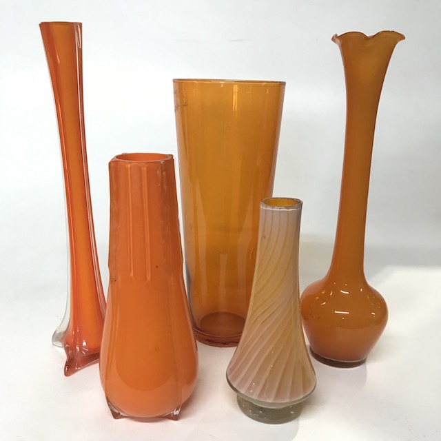 ART GLASS (VASES, BOTTLES, BOWLS), Orange 